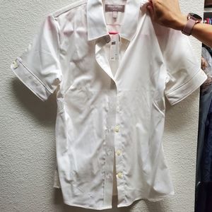 White Short Sleeve Button down